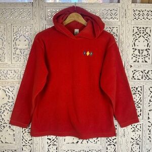 Vintage GAP Red Fleece Retro Diamond Logo Hoodie Sz Medium